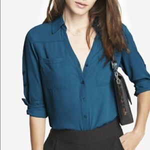 Express Business Portofino Teal XS Dress Shirt